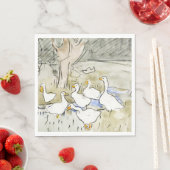 Met de hand getekende Cute Duck-foto's White Duck  Servet (Insitu)