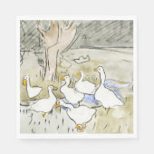 Met de hand getekende Cute Duck-foto's White Duck  Servet (Voorkant)