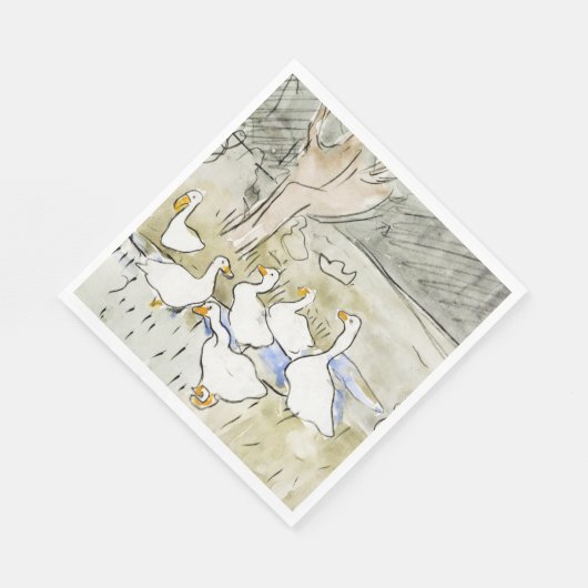Met de hand getekende Cute Duck-foto's White Duck  Servet (Hoek)