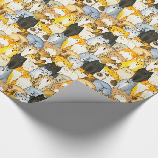 Met de hand getekende cute Kittens patroonpakkette Cadeaupapier (Hoek)