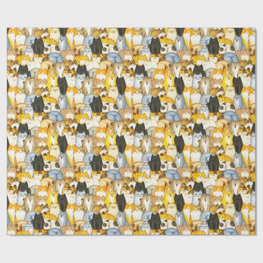 Met de hand getekende cute Kittens patroonpakkette Cadeaupapier (Vlak)