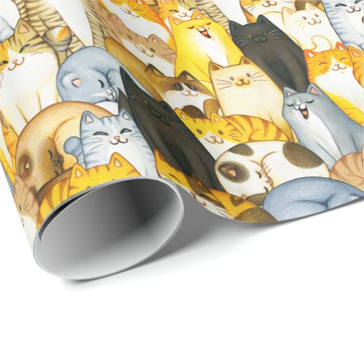 Met de hand getekende cute Kittens patroonpakkette Cadeaupapier (Rol Hoek)