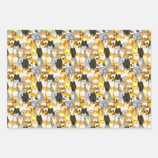 Met de hand getekende cute Kittens patroonpakkette Inpakpapier Vel (Voorkant 2)