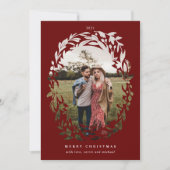 Met de hand getekende Cutout Wreated Lijst Red Hol Feestdagenkaart (Voorkant)