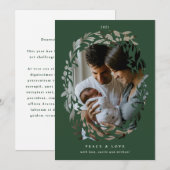 Met de hand getekende Cutout WreatLijst Green Holi Feestdagenkaart (Voorkant / Achterkant)