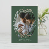 Met de hand getekende Cutout WreatLijst Green Holi Feestdagenkaart (Staand voorkant)