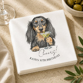 Met de hand getekende Dachshund Dirty Martini Dood Servet