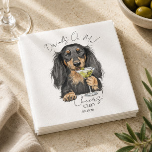 Met de hand getekende Dachshund Martini Open Bar C Servet
