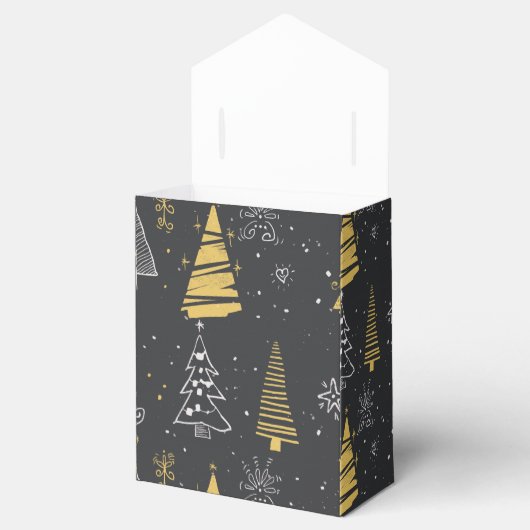 Met de hand getekende decoratieve kerstbomen bedankdoosjes (Geopend)