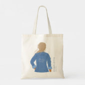 Met de Hand Getekende Denim Jas Blond Haar Bruidsm Tote Bag (Achterkant)