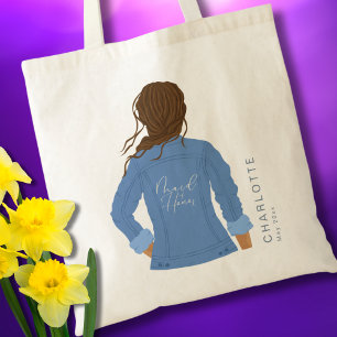 Met de Hand Getekende Denim Jas Bruin Haar Maid of Tote Bag