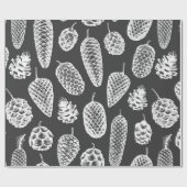 Met de hand getekende dennen naadloos patroon. Bot Cadeaupapier (Vlak)