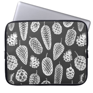 Met de hand getekende dennenkegels naadloos patroo laptop sleeve