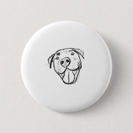 met de hand getekende digitale lachende pitbull ronde button 5,7 cm (Voorkant)