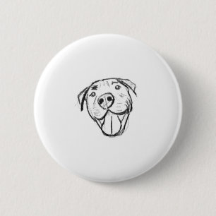 met de hand getekende digitale lachende pitbull ronde button 5,7 cm