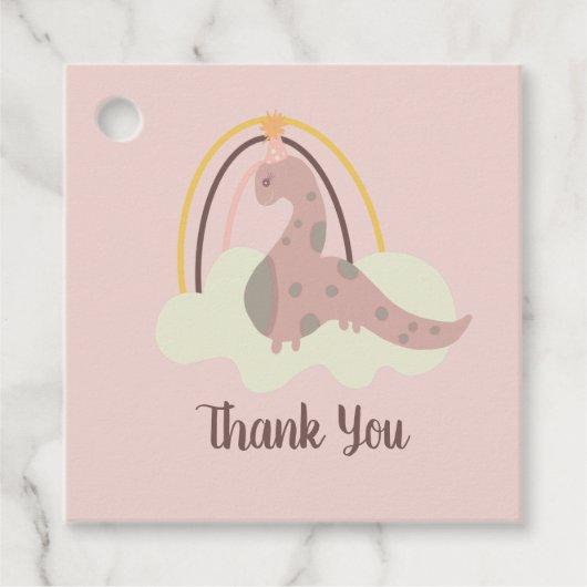 Met de Hand Getekende Dinosaurus Regenboog Verjaar Bedankjes Labels (Voorkant)