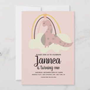 Met de Hand Getekende Dinosaurus Regenboog Verjaar Kaart