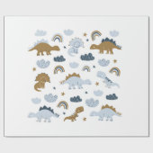 Met de hand getekende dinosaurussen in scandinavis cadeaupapier (Vlak)