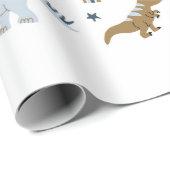 Met de hand getekende dinosaurussen in scandinavis cadeaupapier (Rol Hoek)