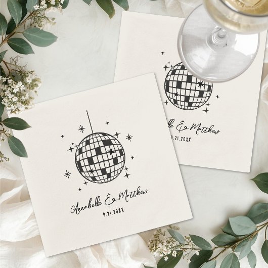 Met de Hand Getekende Disco Retro Bruiloft Servet