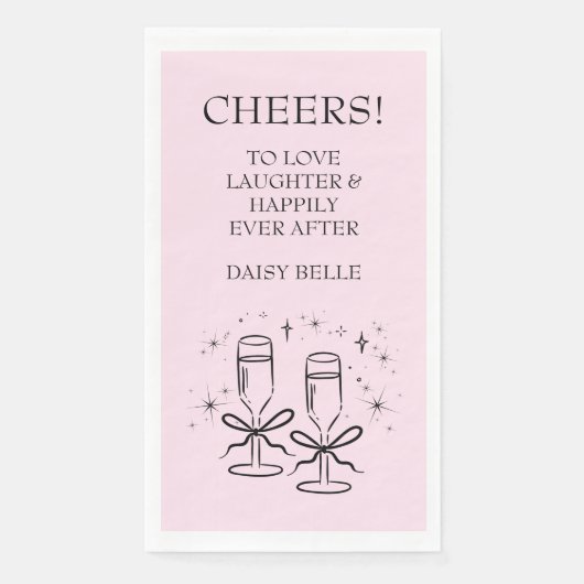 Met de hand getekende doodle bruiloftsfeest roze servet (Voorkant)