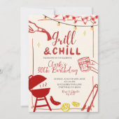 Met de hand getekende Doodle Grill en Chill BBQ-fe Kaart (Voorkant)