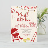 Met de hand getekende Doodle Grill en Chill BBQ-fe Kaart (Staand voorkant)