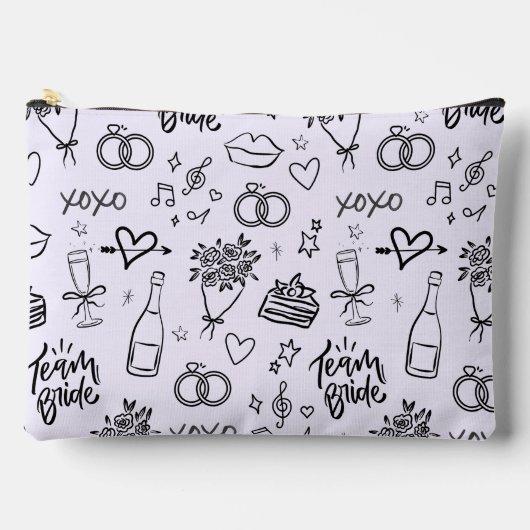 Met de Hand Getekende Doodle Paarse Bruidsdouche Etui (Voorkant)