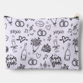 Met de Hand Getekende Doodle Paarse Bruidsdouche Etui (Achterkant)