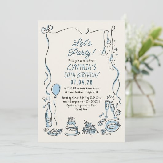 Met de Hand Getekende Doodles Whimsical Grappige V Kaart (Staand voorkant)