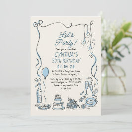 Met de Hand Getekende Doodles Whimsical Grappige V Kaart