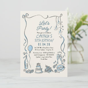Met de Hand Getekende Doodles Whimsical Grappige V Kaart