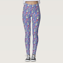 Met de hand getekende doorsnee doorsnede op blauw leggings