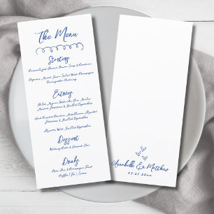 Met de Hand Getekende Eenvoudige Blauwe Fantasievo Menu