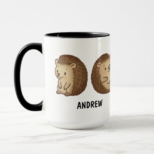 Met de hand getekende egel Aangepast knuffel Mok (Links)