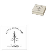 Met de hand getekende Elegant Merry Kerstfeestdag Rubberstempel (Gestempeld)