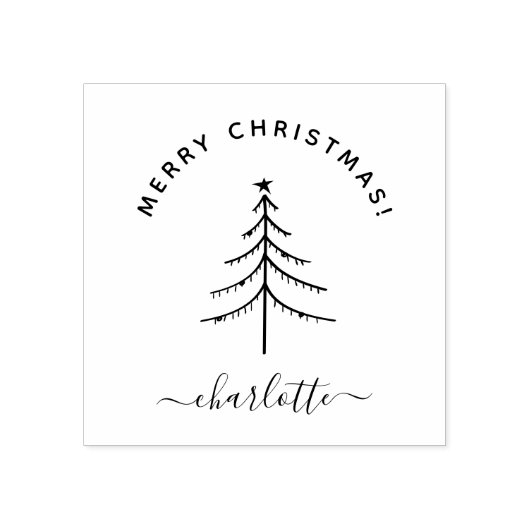 Met de hand getekende Elegant Merry Kerstfeestdag Rubberstempel (Afrduk)