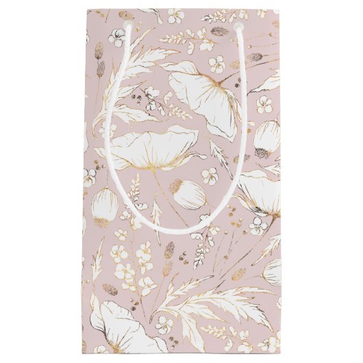 Met de hand getekende elegante moderne gouden wild klein cadeauzakje (Voorkant)