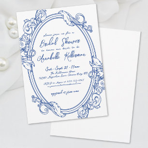 Met de Hand Getekende Elegante Vintage Bruidsdouch Kaart