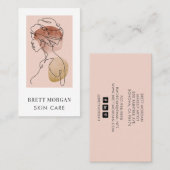 Met de hand getekende en Waterverf vrouwengezicht Visitekaartje (Voorkant / Achterkant)