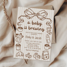 Met de hand getekende 'Er brouwt een baby koffie'