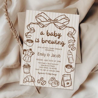 Met de hand getekende 'Er brouwt een baby koffie' Kaart