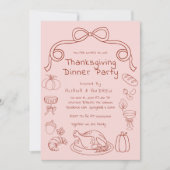 Met de hand getekende fantasie strik Thanksgiving  Kaart (Voorkant)