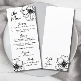 Met de Hand Getekende Fantasievolle Bloem Bruiloft Menu