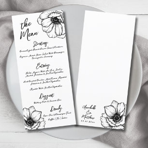 Met de Hand Getekende Fantasievolle Bloem Bruiloft Menu
