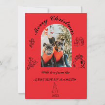 Met de hand getekende fantasievolle platte kerstka