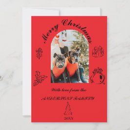 Met de hand getekende fantasievolle platte kerstka feestdagenkaart