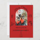 Met de hand getekende fantasievolle platte kerstka feestdagenkaart (Voorkant)