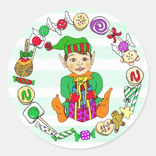 Met de hand getekende feestelijke feestelijke kers ronde sticker (Voorkant)