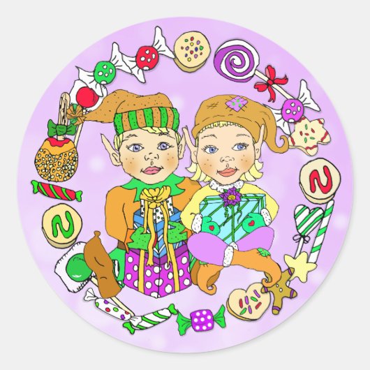 Met de hand getekende feestelijke kerstkleppen ronde sticker (Voorkant)